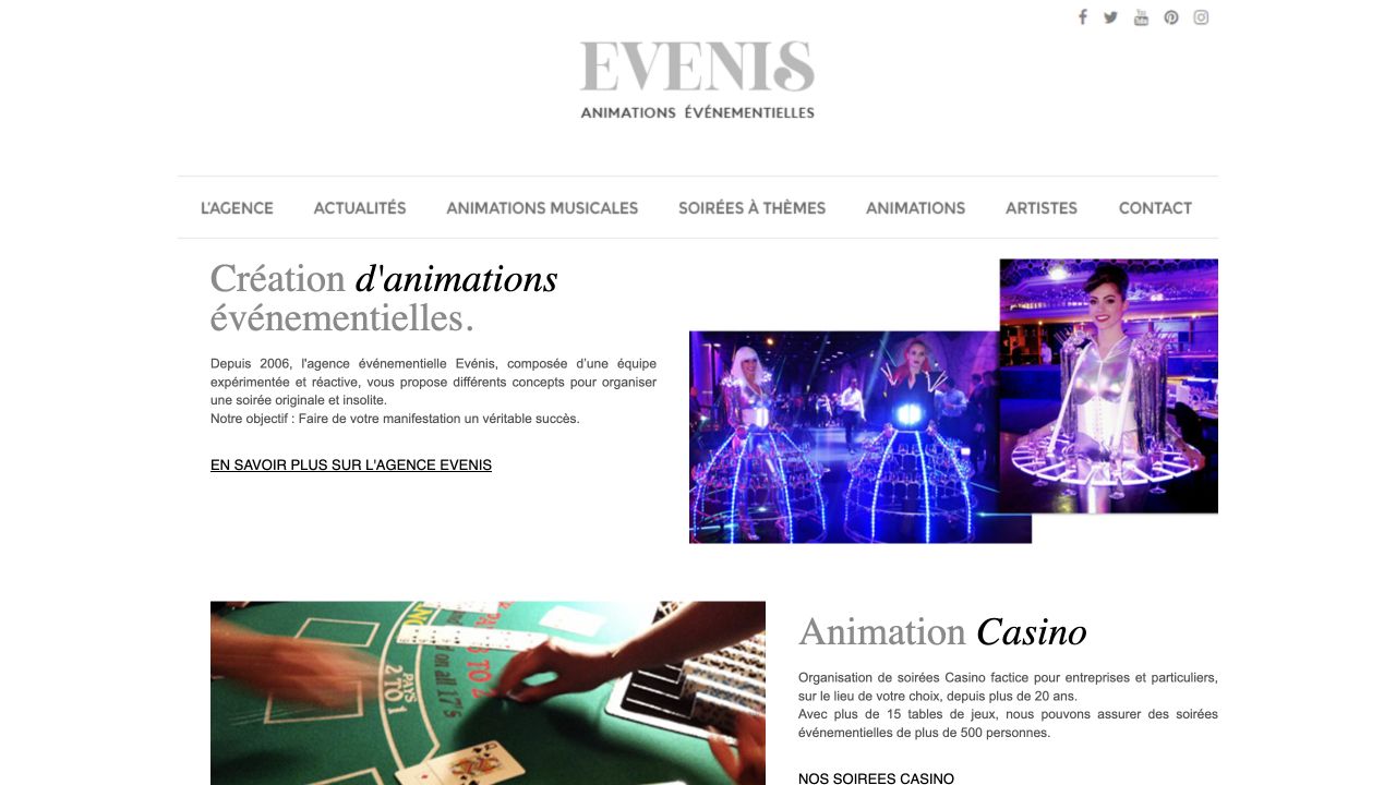Capture du site de Evénis — animation DJ
